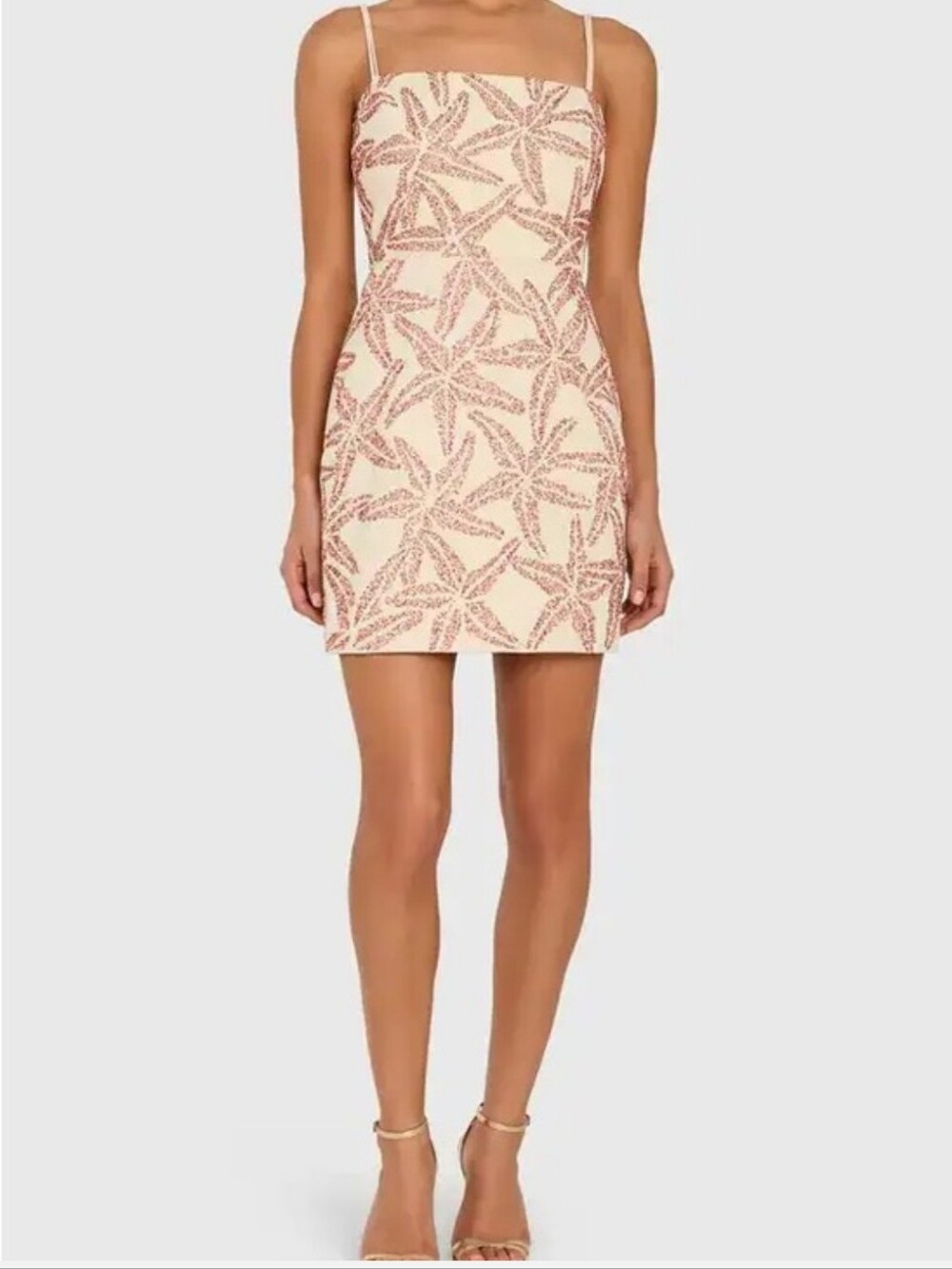 Amanda Uprichard Cream Mini Dress with Rose Pattern